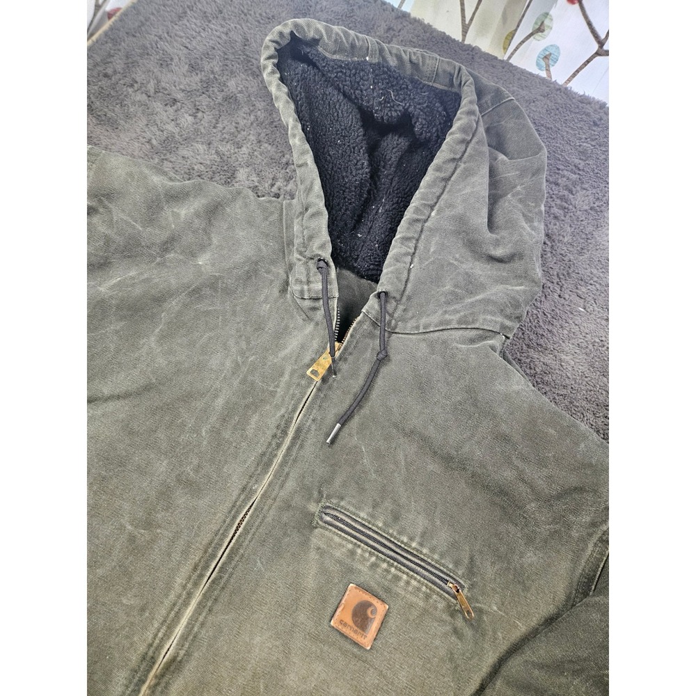 Carhartt J141 MOS Sierra Jacket Mens 3XL Moss Green Sherpa Lined Sandstone Duck